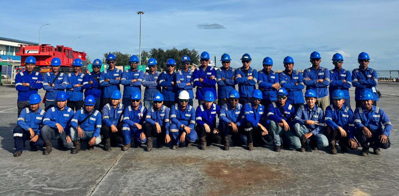 Team in blue helmets